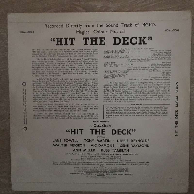Hit The Deck - Original Soundtrack - Vinyl LP Record - Opened  - Very-Good+ Quality (VG+)