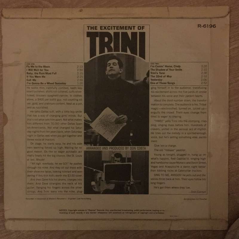 Trini Lopez - Trini - Vinyl LP Record - Opened  - Good+ Quality (G+)