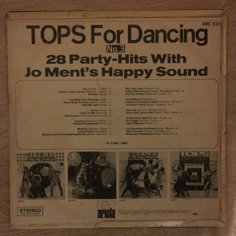 Jo Ments - Tops For Dancing - Vinyl LP Record - Opened  - Good Quality (G)