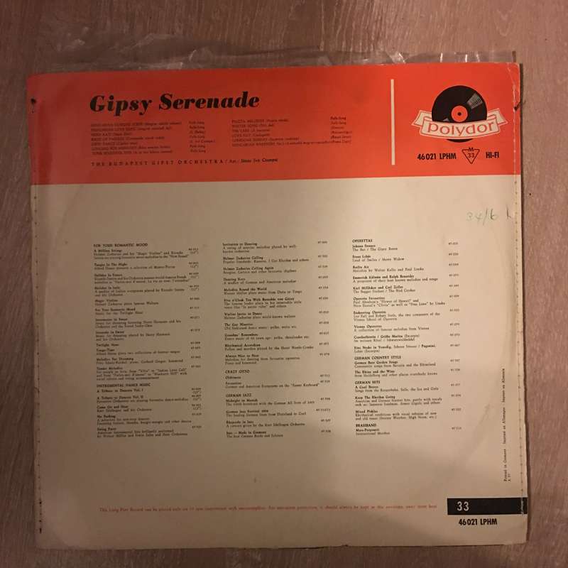 Gipsy Serenade -  Vinyl LP Record - Opened  - Very-Good Quality (VG)