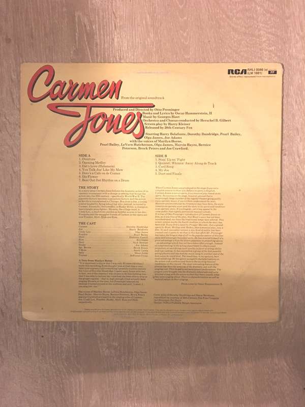 Carmen Jones  - Vinyl LP Record - Opened  - Very-Good Quality (VG)