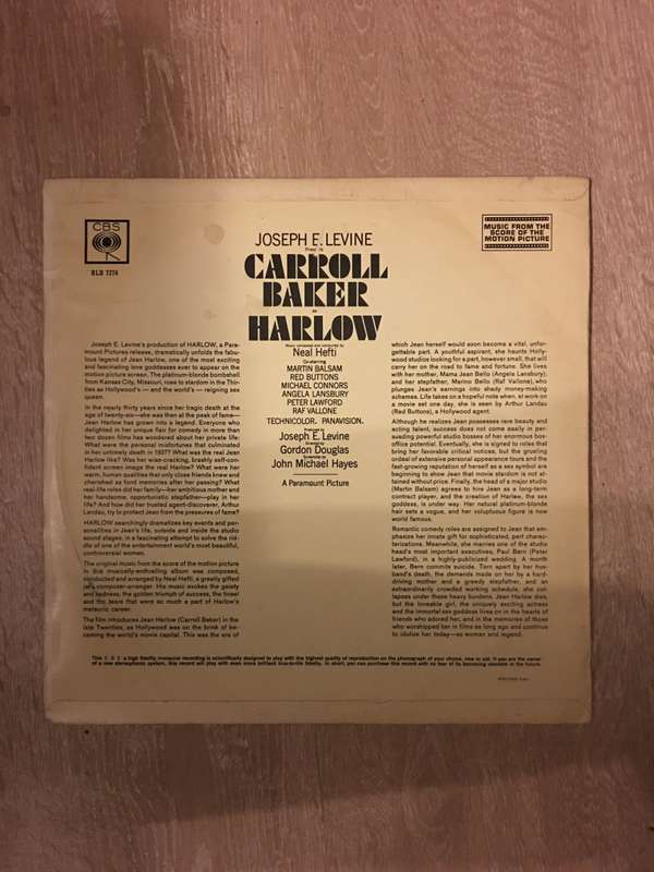 Joseph E. Levine Presents Carroll Baker  Harlow -  Vinyl LP Record - Opened  - Very-Good+  ...