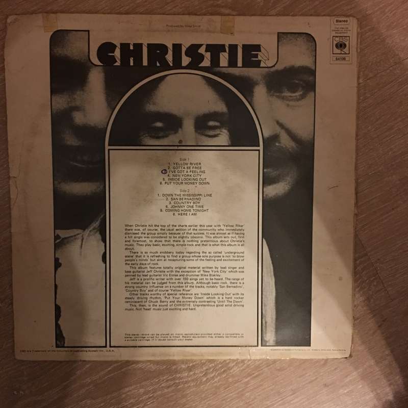 Christie  Christie -  Vinyl Record - Opened  - Good+ Quality (G+)