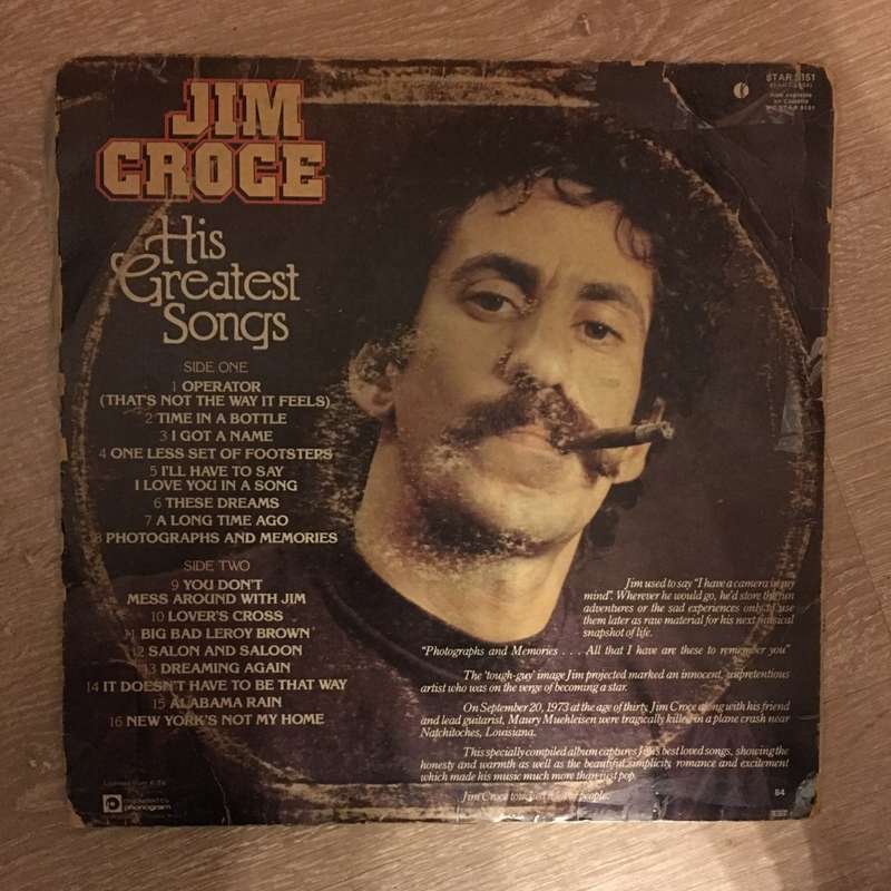 Jim Croce - His Greatest Songs - Vinyl LP Record - Opened  - Very-Good- Quality (VG-)