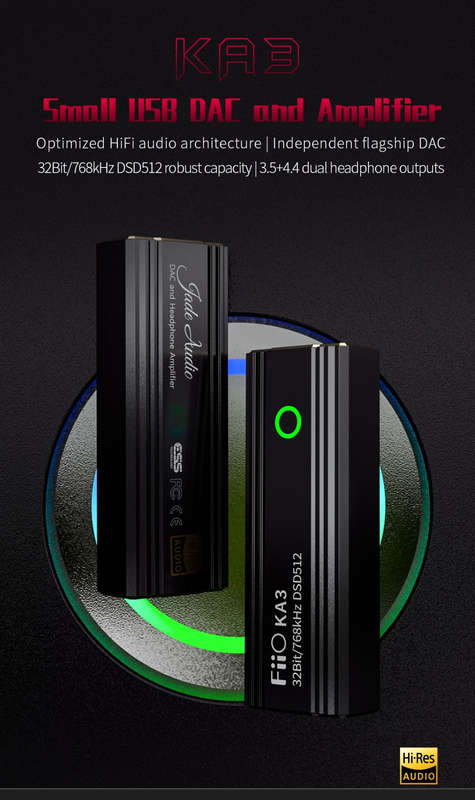FiiO KA3 - Desktop and Cellphone DAC/Headphone Amplifier - 32bit/768Khz/DSD512 - 3.5 & 4.4mm head...