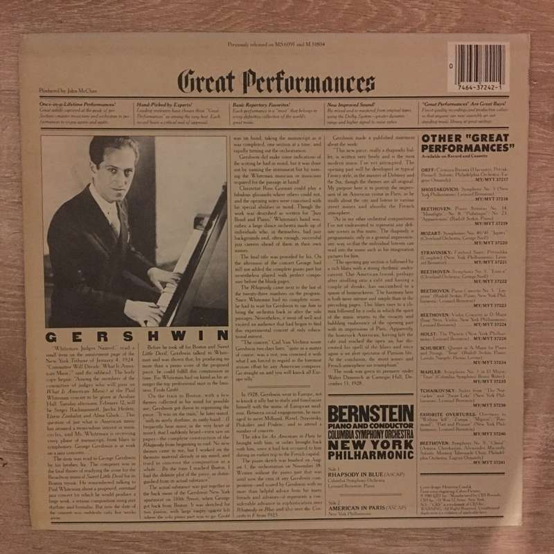 Gershwin - Leonard Bernstein, The Columbia Symphony Orchestra, The New York Philharmonic Orchestr...