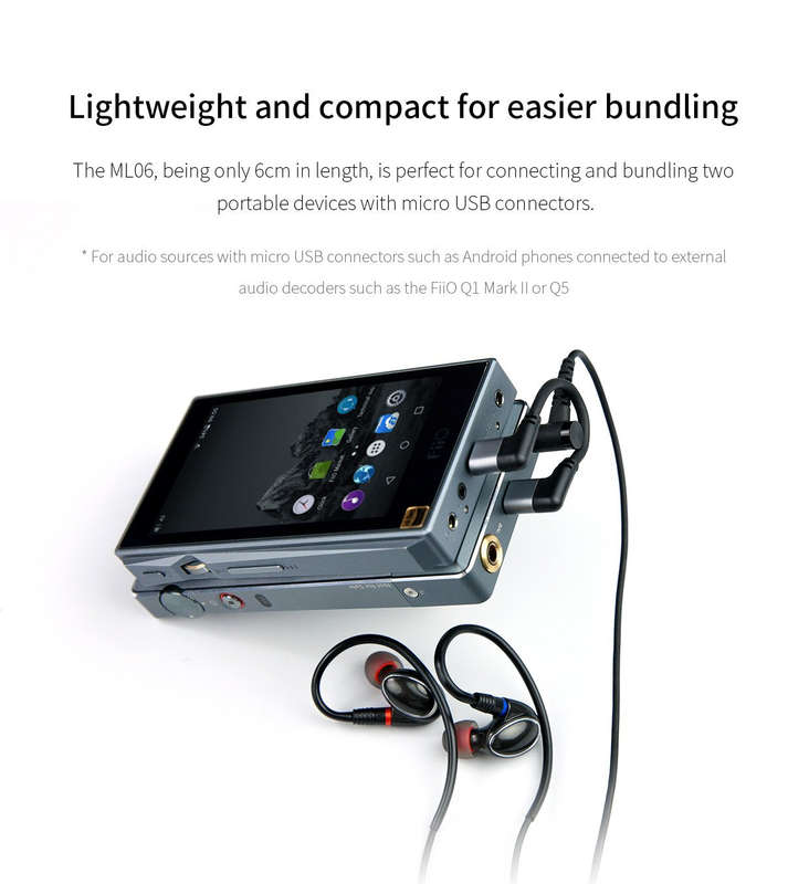 FiiO ML06 Micro USB To Micro USB OTG Cable for Headphone Amplifiers and DACs,inc Fiio Q1 Mark II ...
