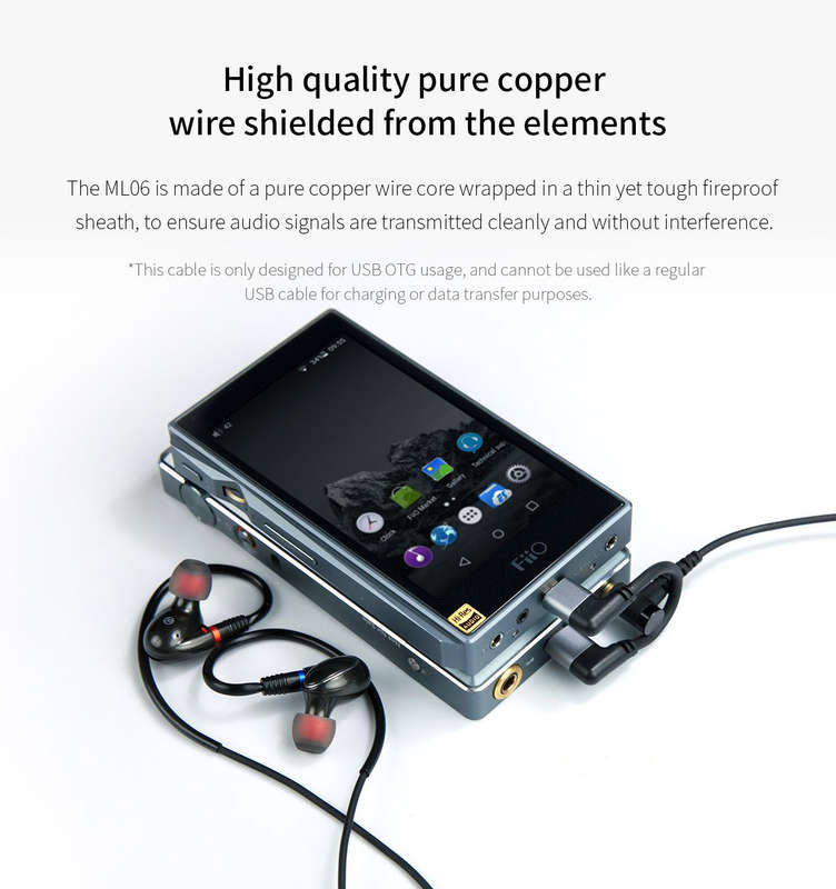 FiiO ML06 Micro USB To Micro USB OTG Cable for Headphone Amplifiers and DACs,inc Fiio Q1 Mark II ...