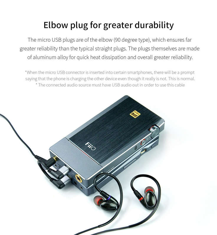 FiiO ML06 Micro USB To Micro USB OTG Cable for Headphone Amplifiers and DACs,inc Fiio Q1 Mark II ...