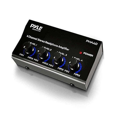 Pyle-Pro PHA40 4-Channel Stereo Headphone Amplifier with SA Power Supply