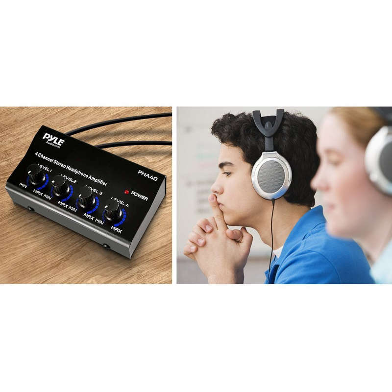 Pyle-Pro PHA40 4-Channel Stereo Headphone Amplifier with SA Power Supply