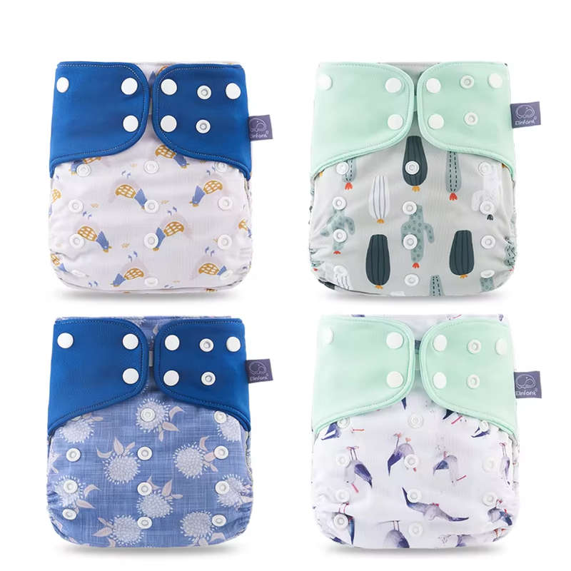 4 pack Elinfant grey lining pockets, blue and mint