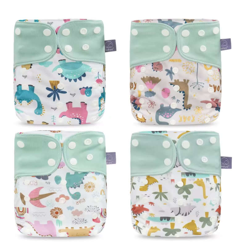 4 pack Elinfant grey lining pockets, Dino dreams