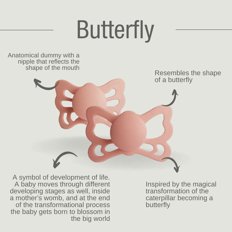 Frigg pacifier - Butterfly, anatomical, silicone size 1 and 2