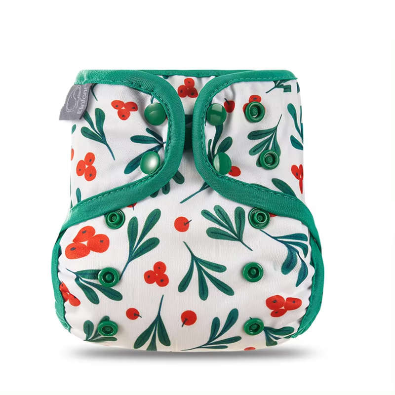 Elinfant Newborn diaper cover with snaps - Cherries and leaves
