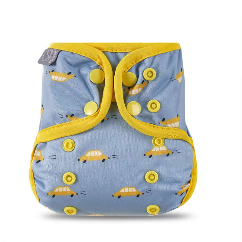 Elinfant Newborn diaper cover with snaps - Yellow cars