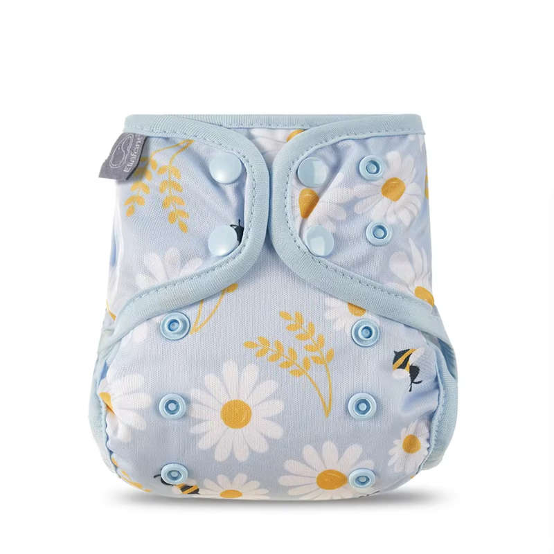 Elinfant Newborn diaper cover with snaps - Daisies and bees