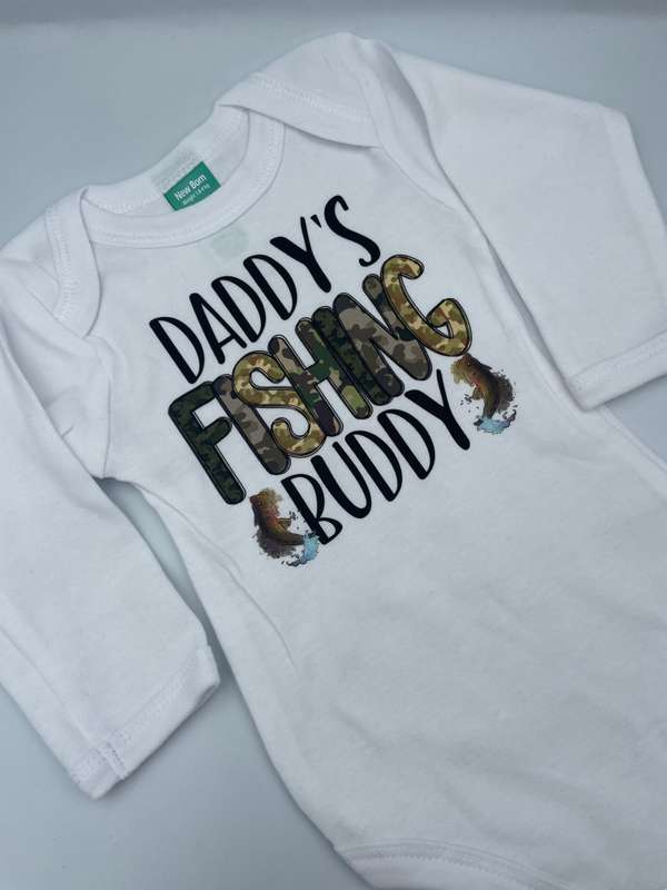 Daddy's fishing buddy long sleeve - 100% cotton