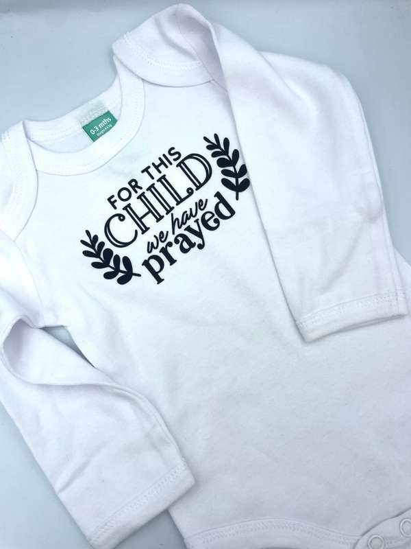 For this child we have prayed long sleeve vest - 100% cotton