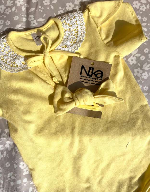 Nika - Yellow girl vest and headband set