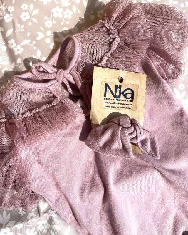 Nika - Mauve girl vest and headband set