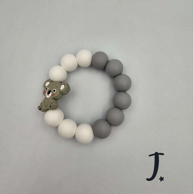 Silicone beads teether with character bead