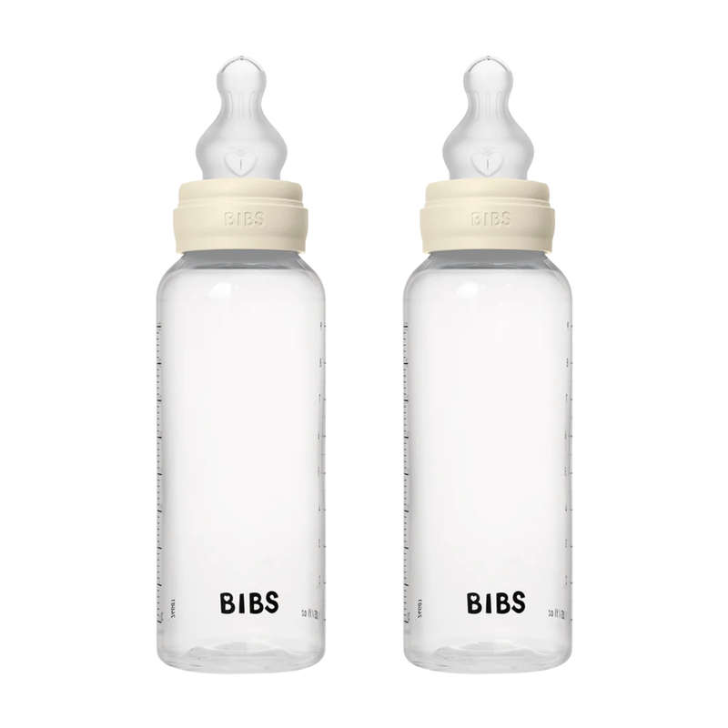 BIBS Baby Bottle Complete Set 2 Pack 270ml Silicone - Ivory