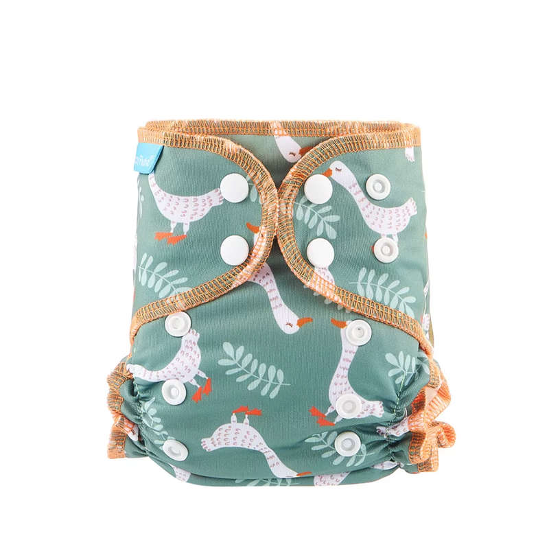 Newborn Happy Flute reusable cloth diaper, ALL-IN-ONE, Goose