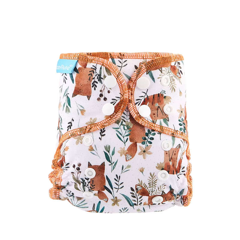 Newborn Happy Flute reusable cloth diaper, ALL-IN-ONE, Fox