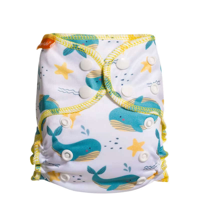 Newborn Happy Flute reusable cloth diaper, ALL-IN-ONE, Whale