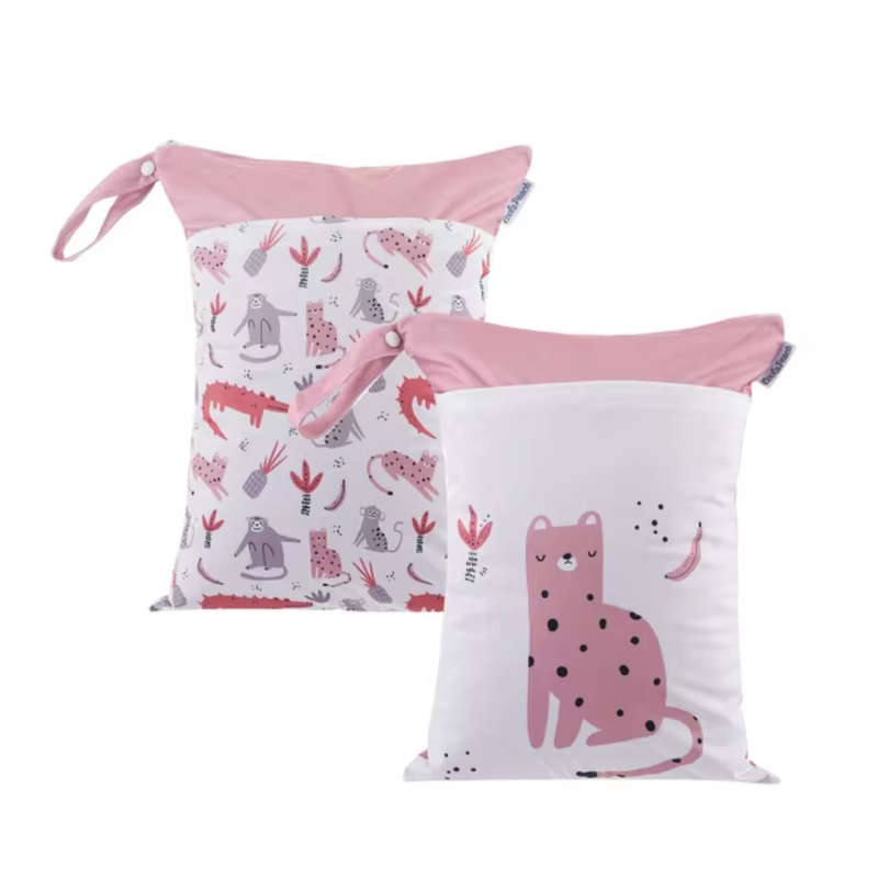 Happy Flute Wet bag,  pink animals 2 pack