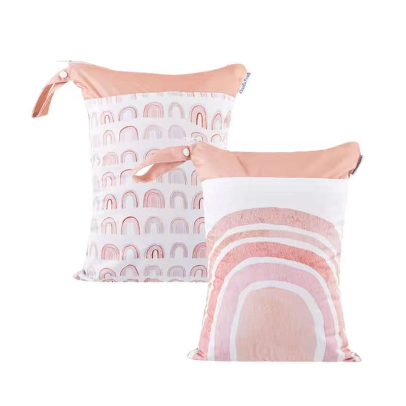 Happy Flute Wet bag,  peach rainbows 2 pack