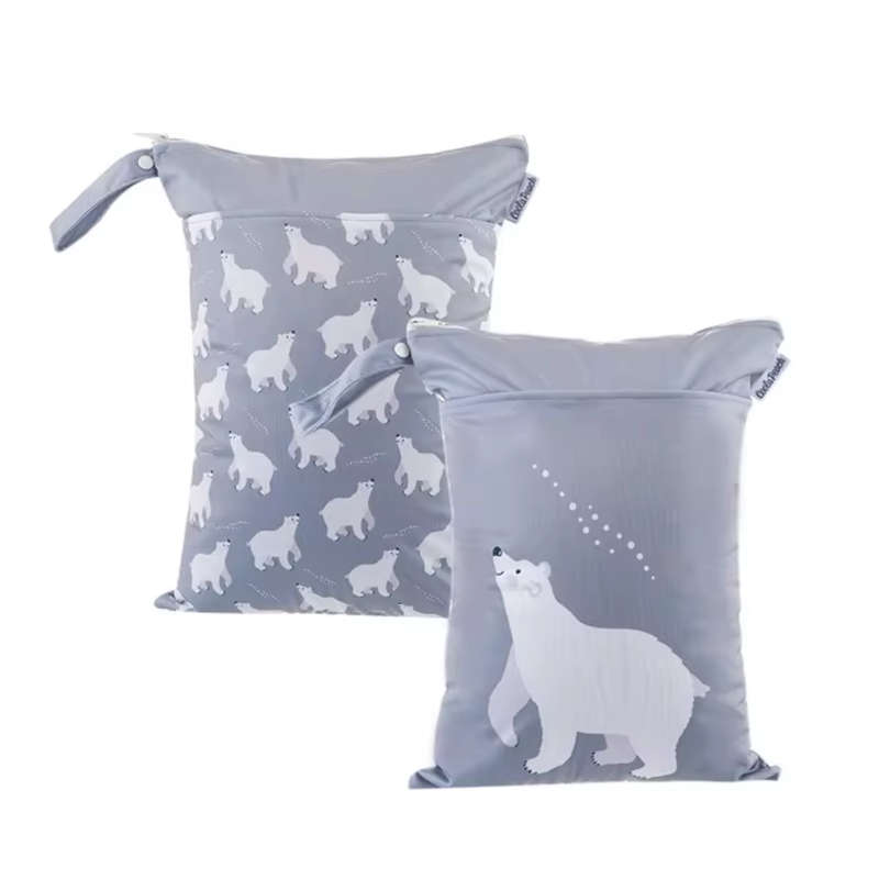 Happy Flute Wet bag, Grey polar bear
