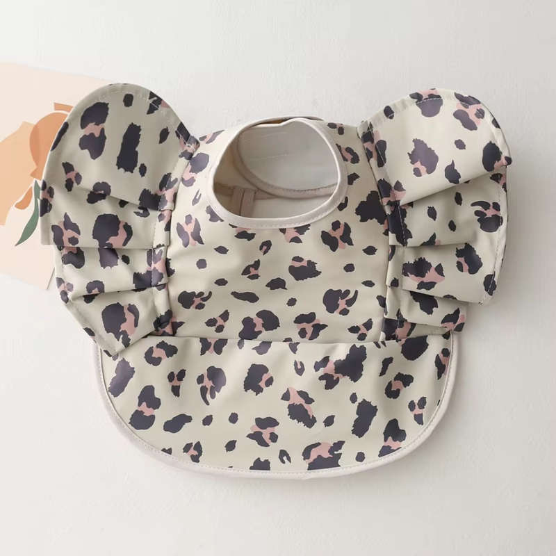 Ruffle bib - Leopard print beige