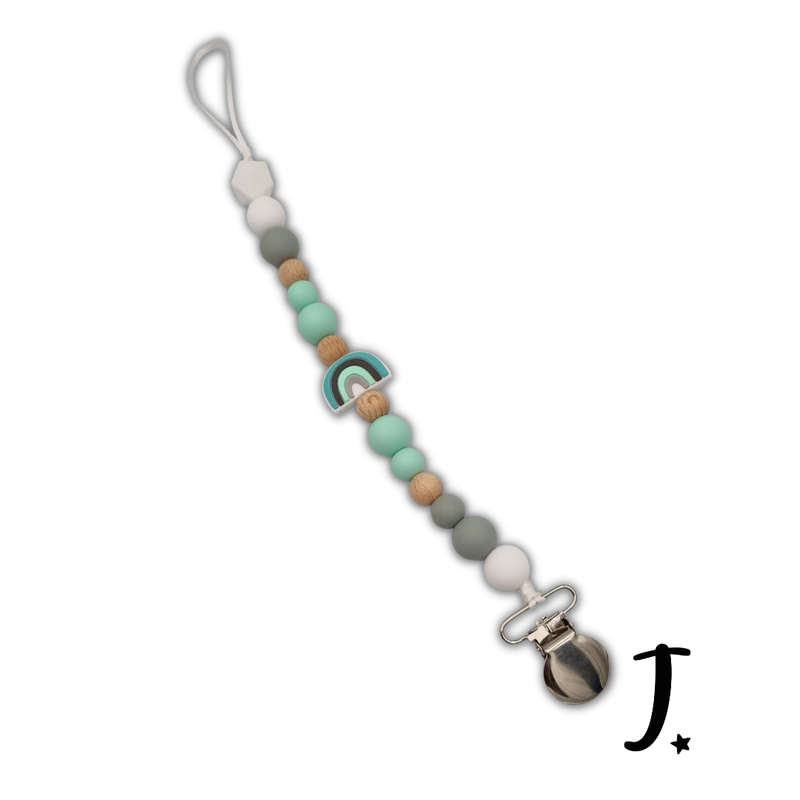 Mint Rainbow Silicone Dummy Clip