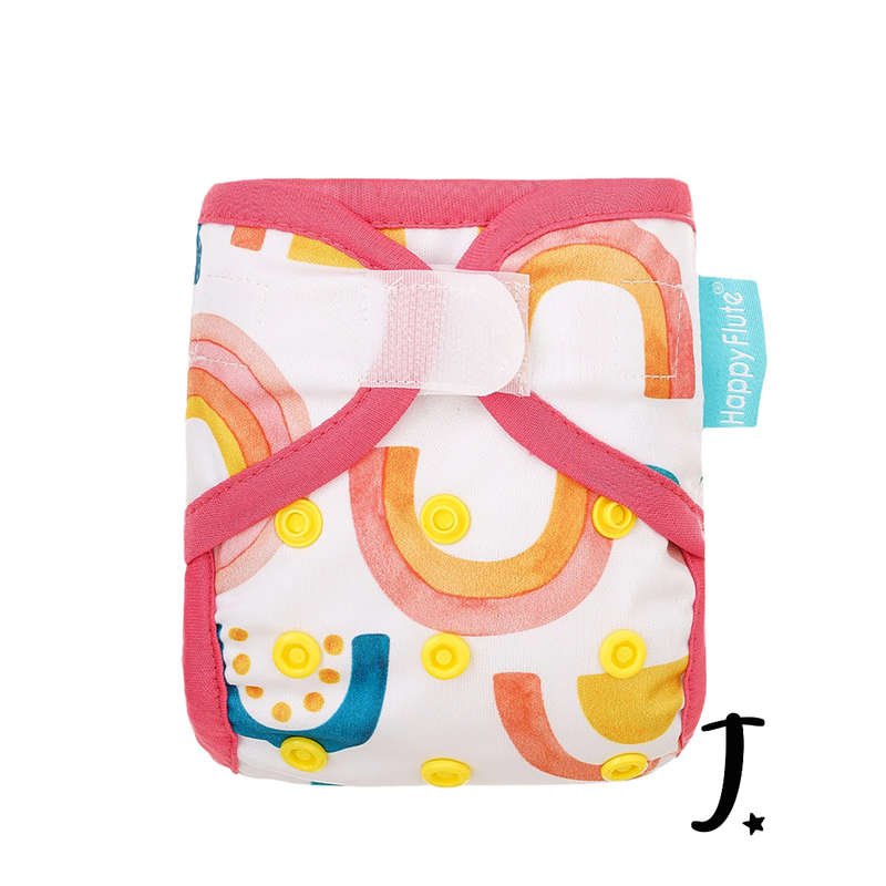 Happy Flute Newborn Velcro diaper cover, Rainbows
