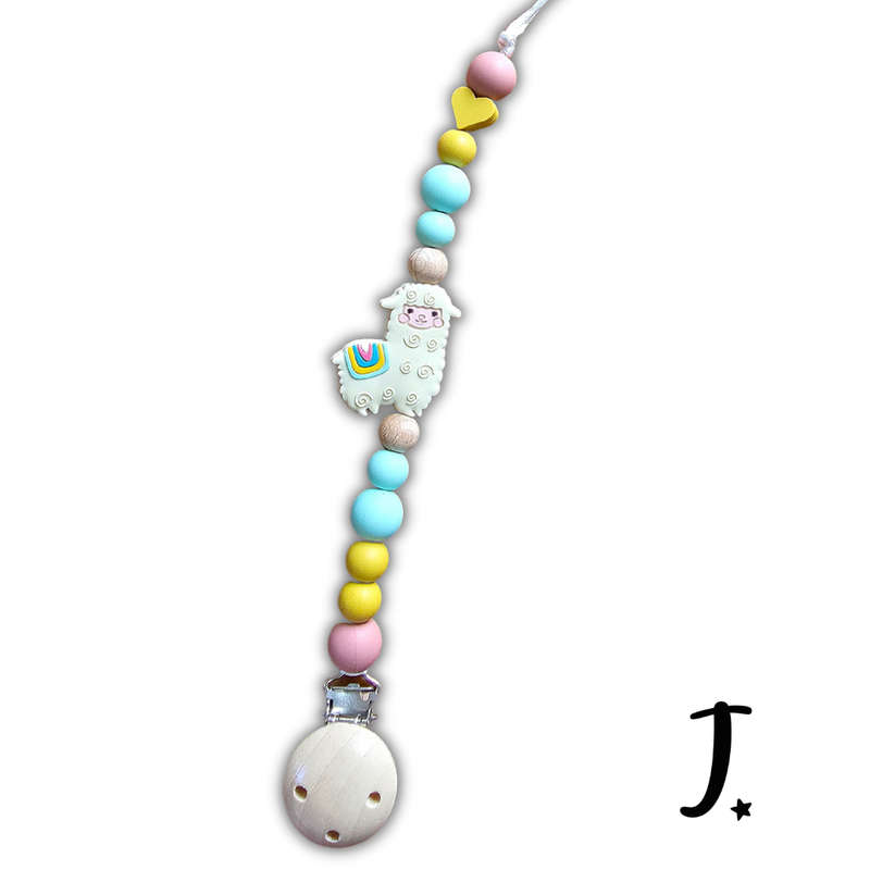 Beige Lama Silicone Dummy Clip