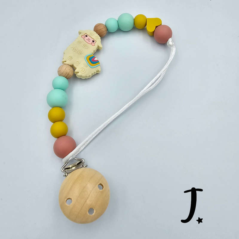 Beige Lama Silicone Dummy Clip