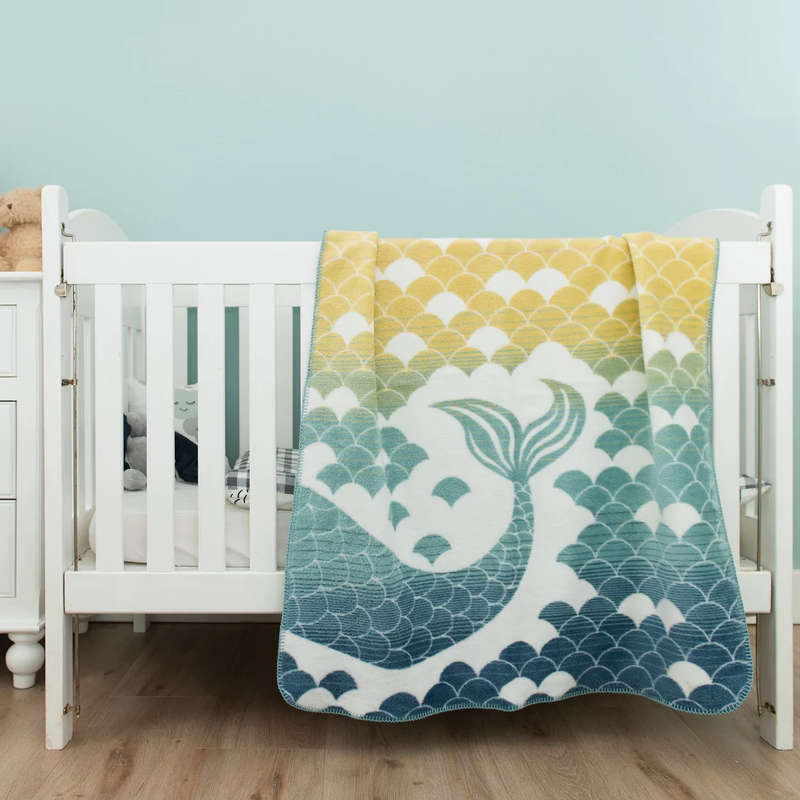 Cotton Suede baby blanket - mermaid tail