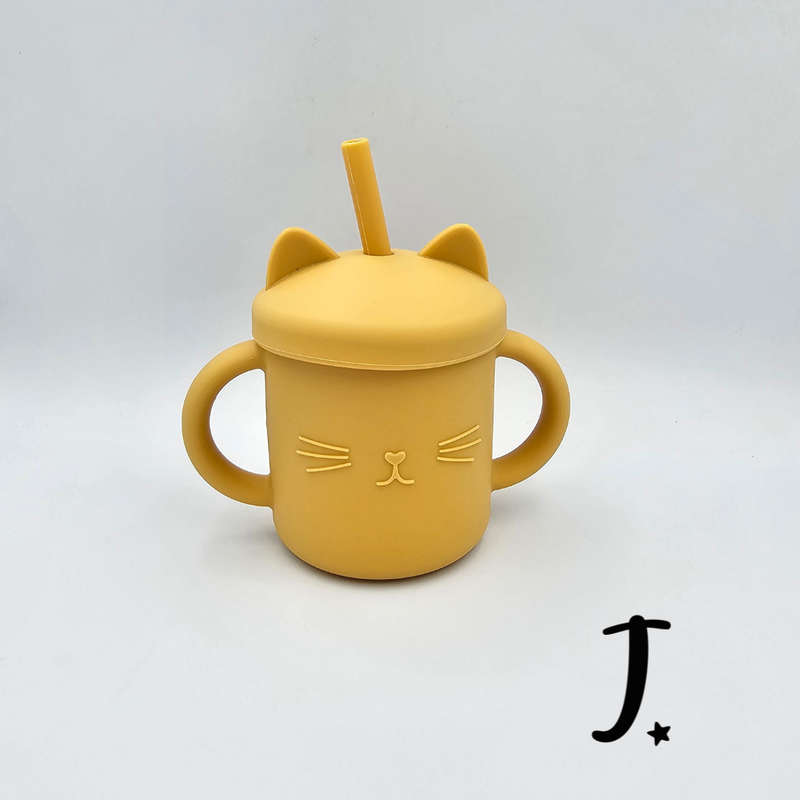 Kitten Silicone Cup with a Straw