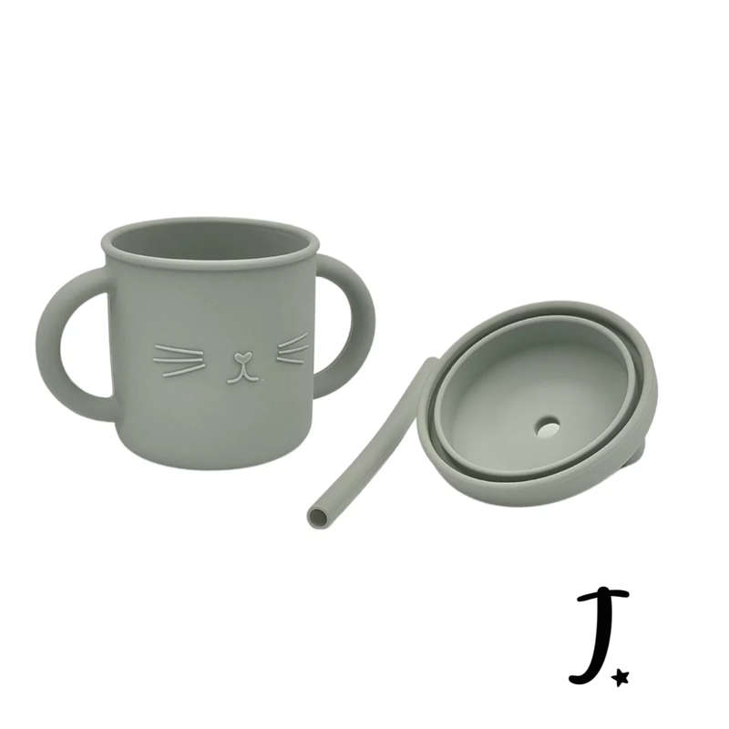 Kitten Silicone Cup with a Straw