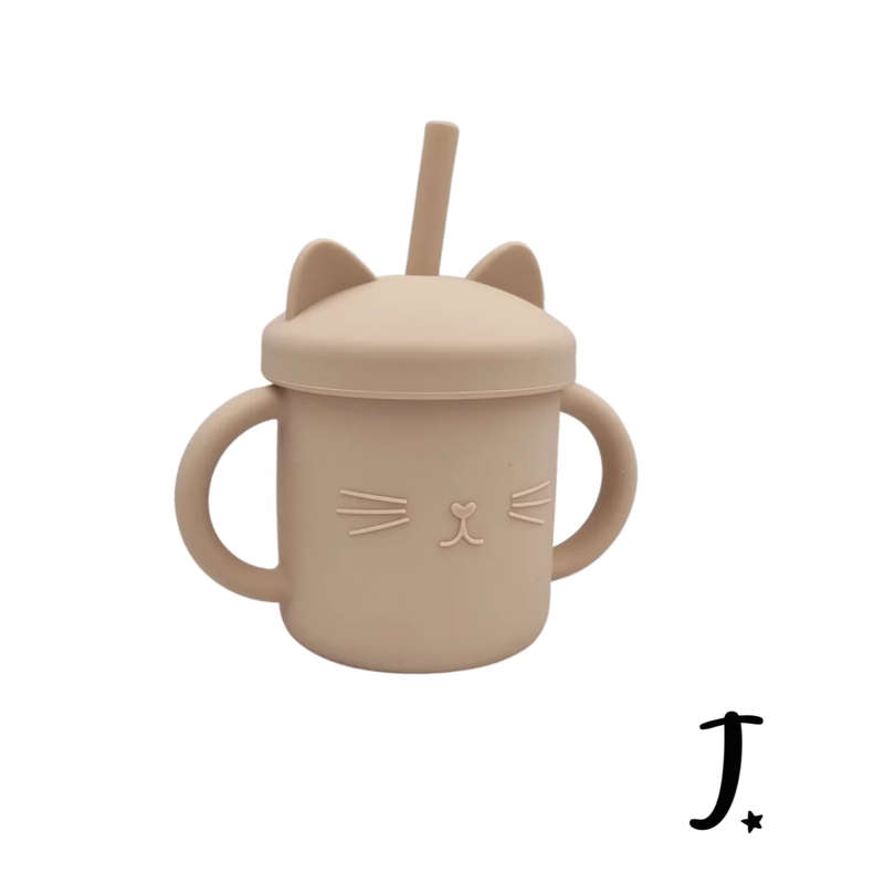 Kitten Silicone Cup with a Straw