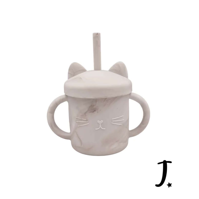 Kitten Silicone Cup with a Straw