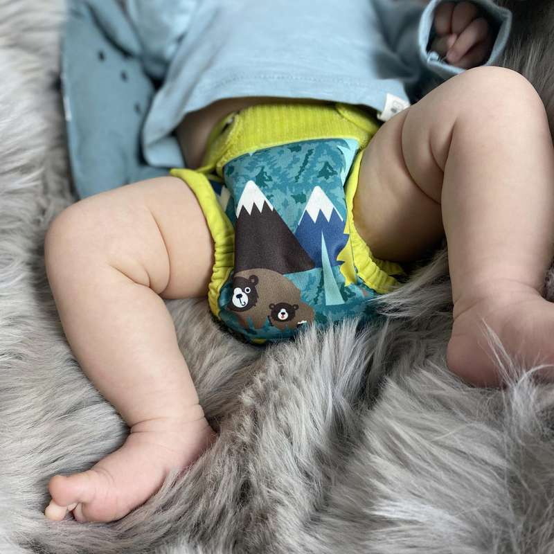 PopIn Single Printed Nappy Bamboo - Bear (Newborn)