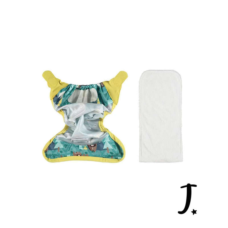 PopIn Single Printed Nappy Bamboo - Bear (Newborn)