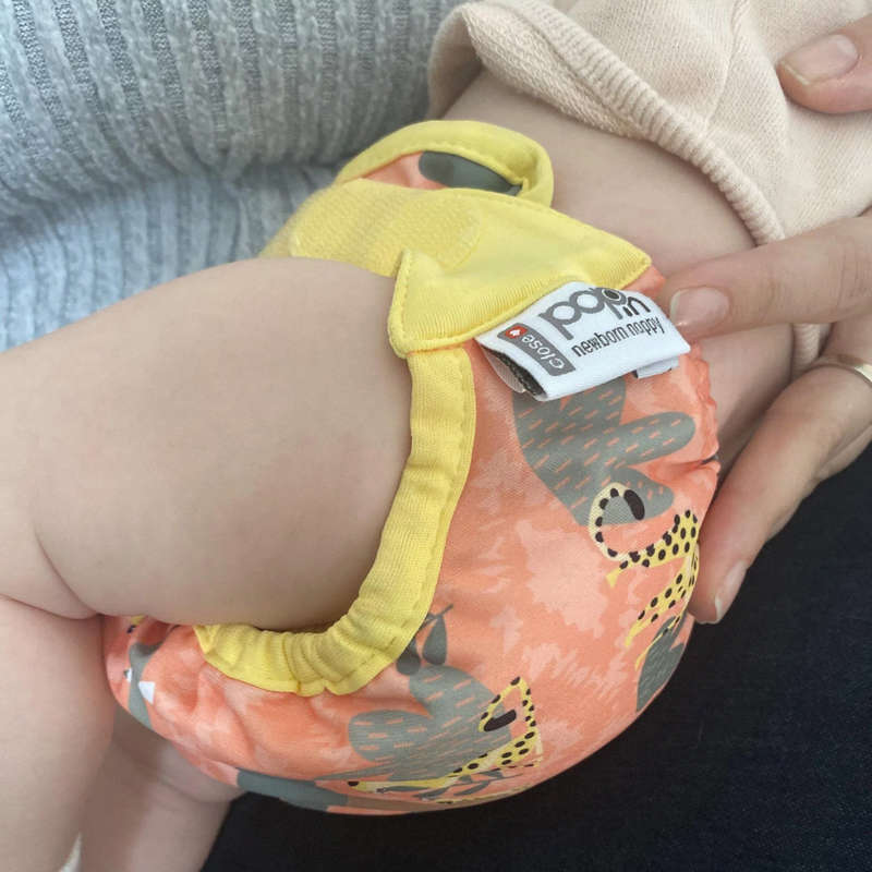 PopIn Single Printed Nappy Bamboo - Cheetah (Newborn)