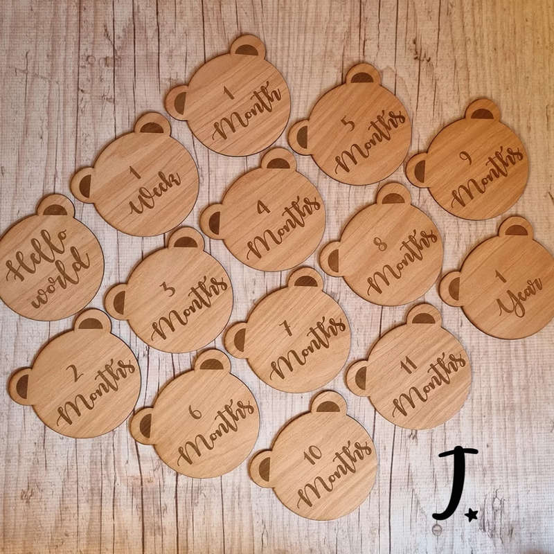 Wooden Teddy Milestone disks