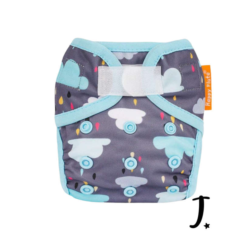 Happy Flute Newborn Velcro diaper cover, Clouds