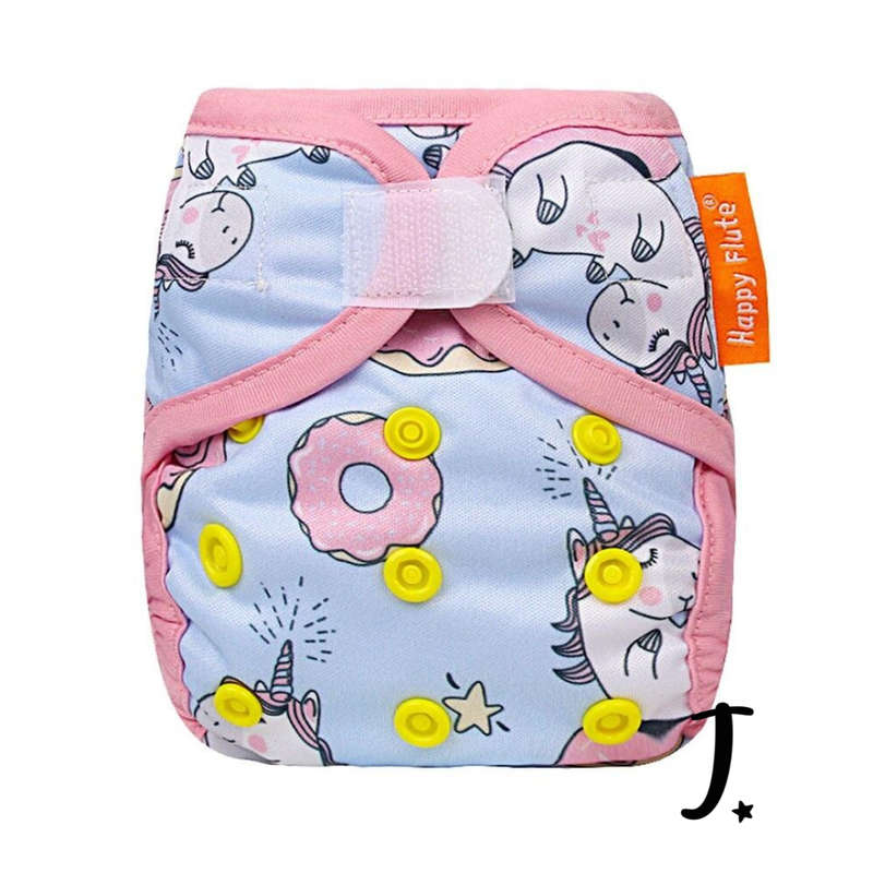 Happy Flute Newborn Velcro diaper cover, Unicorn