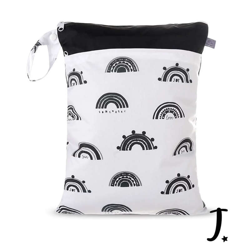 Black and white joy wet bag